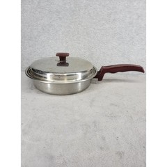 Vintage Flavorseal Stainless Steel Skillet Sauté Pan with Lid Burgundy Handle