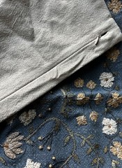 Pottery Barn Zea Embroidered Lumbar Pillow cover 16×26” Steel Blue Sample New