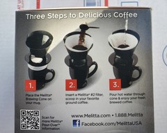 Melitta 64007 1 Cup Black Pour-Over Coffee Brew Cone One Size