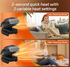 Small Space Heater 170W 2 Gears 18V Battery Operated Electric Fan Heater,-20%OFF