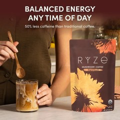 RYZE Mushroom Coffee 30 Servings Organic Energy Gut Health Focus Powder Blend