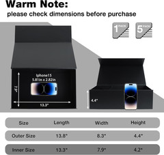 Black Gift Box with Magnetic Lid 13.8×8.3×4.4 in Collapsible Storage Box