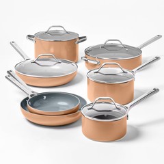 Figmint 12PC Aluminum Cookware Set 450 Degree F Dark Nonstick Ceramic