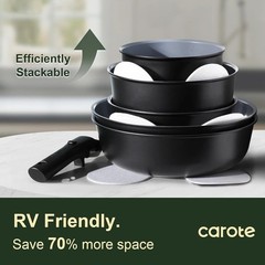 Versatile 19PC Non-Toxic Ceramic Cookware Set with Detachable Handle & Utensils