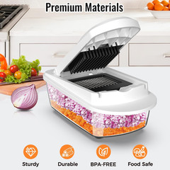 8 Blade All-In-1 Vegetable Chopper Mandoline Slicer with Container, Food Chopper
