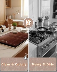 Stove Top Covers for Gas Burners & Electric Stove, Wooden Gas Stove Cover