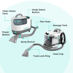 HAUSHOF Steam Portable Carpet and Upholstery Cleaner Deep Couch Cleaner Machine