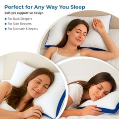 Gusseted Pillow Set of 2 Bed Pillows Neck Support Side & Back Sleepers Pillows