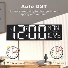 JALL 30″ Large Digital Wall Mount Clock with Remote Control, White