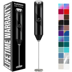 Zulay Kitchen Milk Frother Handheld Battery Operated Eco Frother, Beta Black