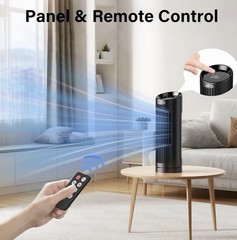13” Tower Fan for Bedroom, Quiet Cooling Desk Fan with Remote, 80° Oscillating