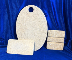 Set of 3 Corian Cutting Boards Oval & Rectangular. Solid Surface & Rounded Edges