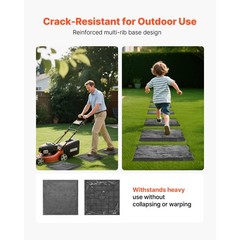 Uimoso Set of 8 Grey Walkway Pavers with Stakes, 15.5×15.5 in Decorative Stones