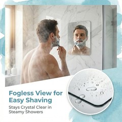 Fogless Shower Mirror Shaving Hanging Anti-Fog Bathroom Grooming Mirror 10x 8