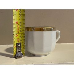 Old Paris White and Gold Porcelain Teacups and Saucers, Set of 6