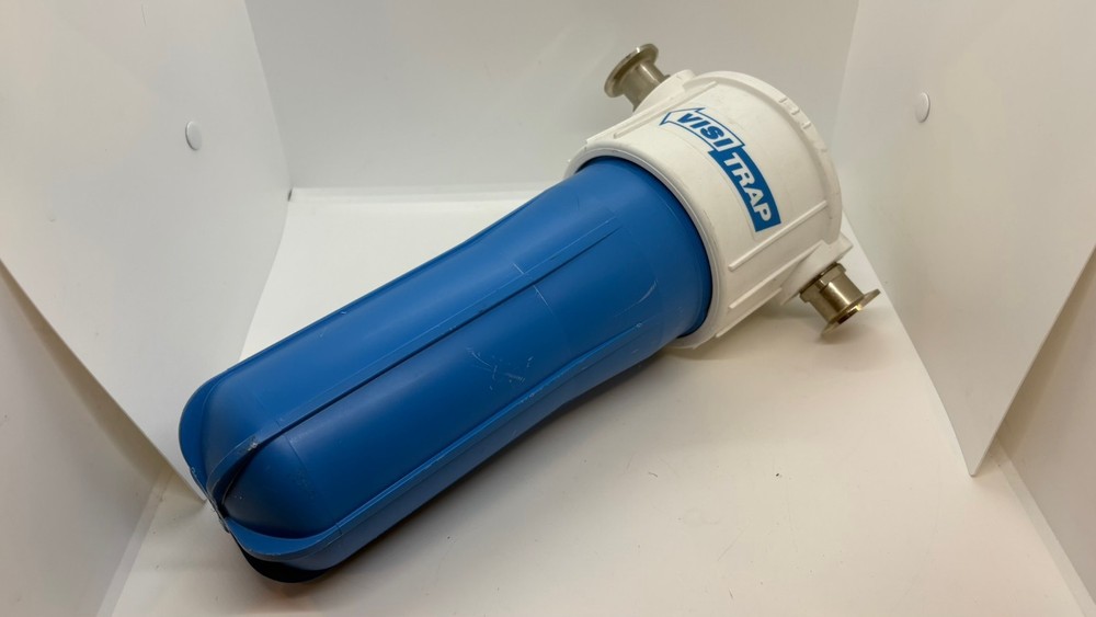 Mass-Vac MV Products Visi-Trap 9.5″ Blue Polypropylene Vacuum Inlet Trap KF16