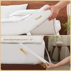 5 Inch Duck Feather Bed King Size, 100% Cotton Extra Thick Mattress Topper, 2500