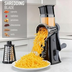 Manual Rotary Cheese Grater 5 Blade Shredder & Vegetable Slicer