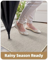 Extremely White Beige Ultra Thin Indoor Door Mat 24″x36″, Machine Washable Fr…