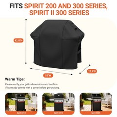 7106 Windproof BBQ Grill Cover 52″ for Weber Spirit 200 300 Series 600D Black