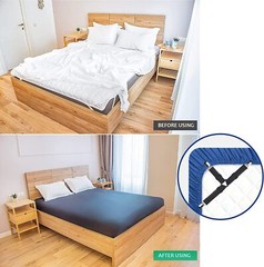 4 Bed Sheet Fasteners Adjustable Elastic Suspenders Straps Mattress Covers Clips