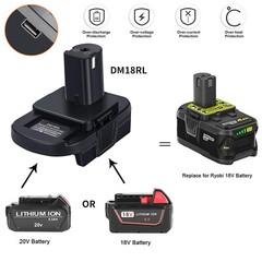 2X USB Battery Adapter Converter for De walt 20V Milwaukee 18V to Ryobi 18V Tool