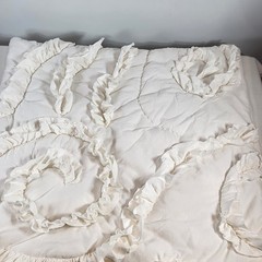 (1) Anthropologie Clementine White Cotton Jersey Euro Sham w/ Ruffles 26.5×26.5″