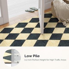 Elegant 2×6 Diamond Checkered Runner Rug – Machine Washable & Non-Slip