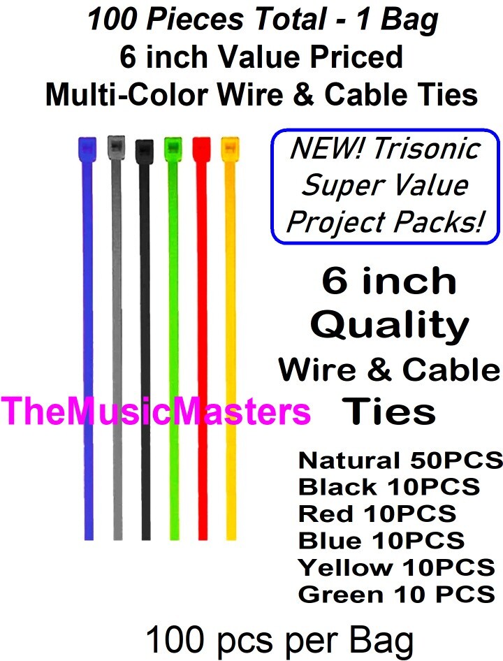 100 Pack Assorted Colors 6 inch Wire Cable Ties Nylon Zip Tie Down Wraps Straps