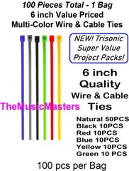 100 Pack Assorted Colors 6 inch Wire Cable Ties Nylon Zip Tie Down Wraps Straps