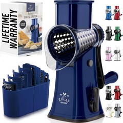 Manual Rotary Cheese Grater 5 Blade Shredder & Vegetable Slicer