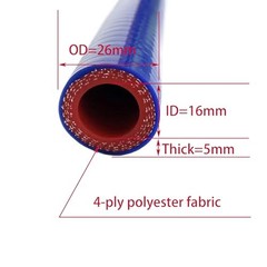 High Temp Reinforced Silicone Heater Tubing Hose 16MM (5/8″) X 3.28FT Blue