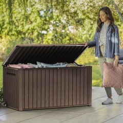 Keter 170 Gal. Resin Deck Box Large Indoor/Outdoor Storage, Brown
