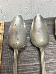 VINTAGE Antique RESILCO NICKEL SILVER SHEFFIELD DESSERT SPOONS x 6