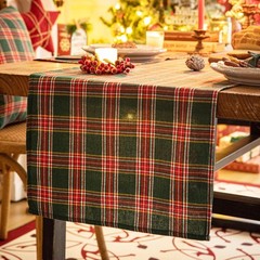 Green Red Plaid Christmas Table Runner, Winter Holiday Table Runners 108 inch…