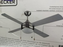 Black+Decker 52″ 4-Bladed Indoor Ceiling Fan w/ Light Brushed Nickel & Silver