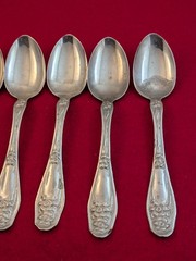 Set Of 6 International Rogers Nickel Silver INS237 Art Nouveau Teaspoons 5 7/8″