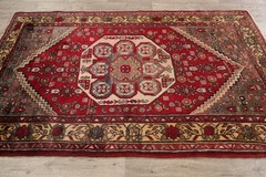 Red Traditional Geometric Area Rug 4×6 Hand-knotted Wool Carpet for Any Room