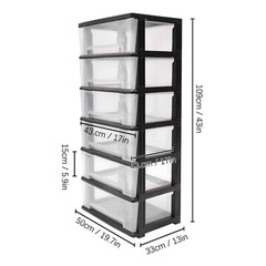 Rolling Drawer Cart Mobile PP 6-Drawer Dorm Storage Cart for Offices Home