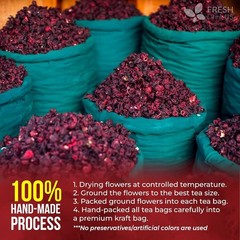 , Premium 140 Hibiscus Flowers Tea Bags, 100% Natural, Handmade & Pure from Hibi