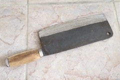 Crude – Chinese Cleaver Meat Chopping Chef Knife, 9 Inch, Carbon Steel, Forged