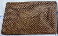 4~Honey Brown Tava Rattan Handwoven Rectangular 18″ x 12 1/2″ Placemats