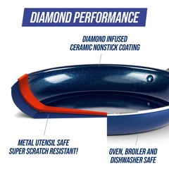 Blue Diamond 5QT Ceramic Nonstick Jumbo Sauté Pan with Lid – Toxin-Free