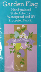Blessings Garden Flag – 12.5 in x 18 in Floral / Cross Waterproof UV Protected