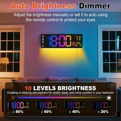 “Large Digital Wall Clock with Remote Control, 12 Inch LED Large Display Count..