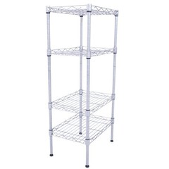 New Practical Modern Rectangle Carbon Steel Metal 4-Shelf Storage Rack Silver