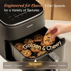6Qt 9-in-1 TurboBlaze Air Fryer Ceramic Coating 90°-450°F Precise Heating