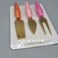 Cheese Knife Set – 3 Pieces with Colored Handles – Hand Wash Only