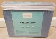 Martha Stewart Everyday KING Sheet Set 4pc Blue Easy Care NEW