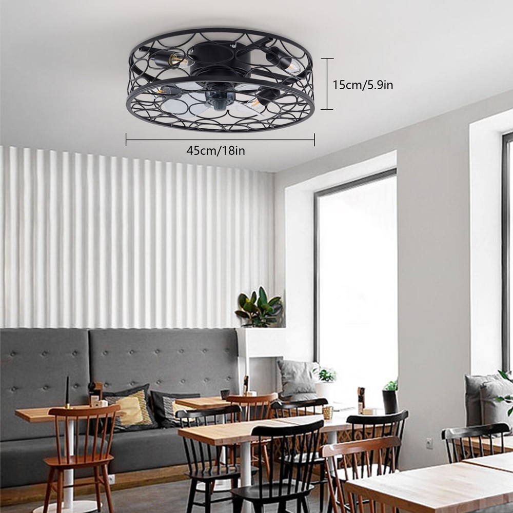 18.5″ Flush Mount Ceiling Fan with Light Pendant Lamp With Remote Control 60W